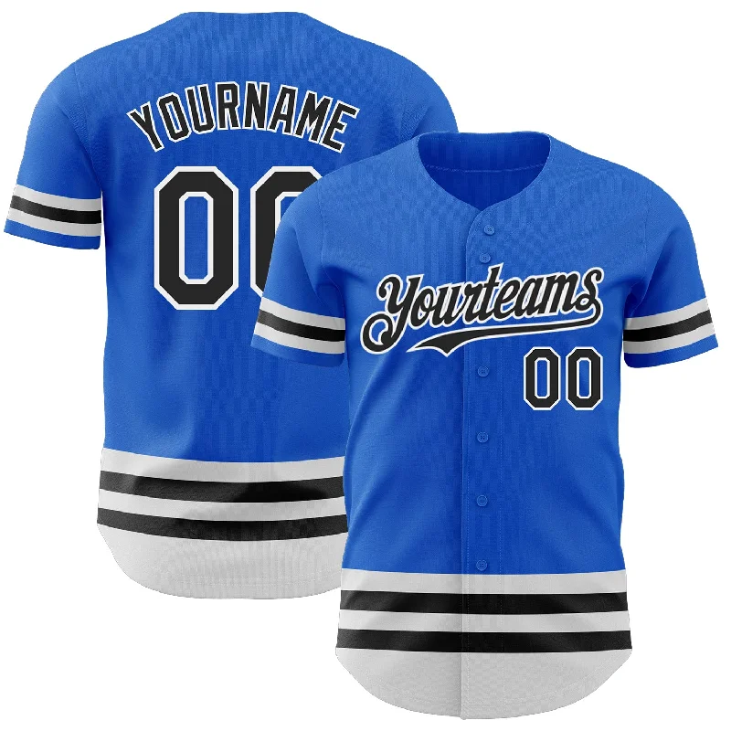 Baseball Jersey for Custom Graphics for Baseball Jerseys-Custom Thunder Blue Black-White Line Authentic Baseball Jersey