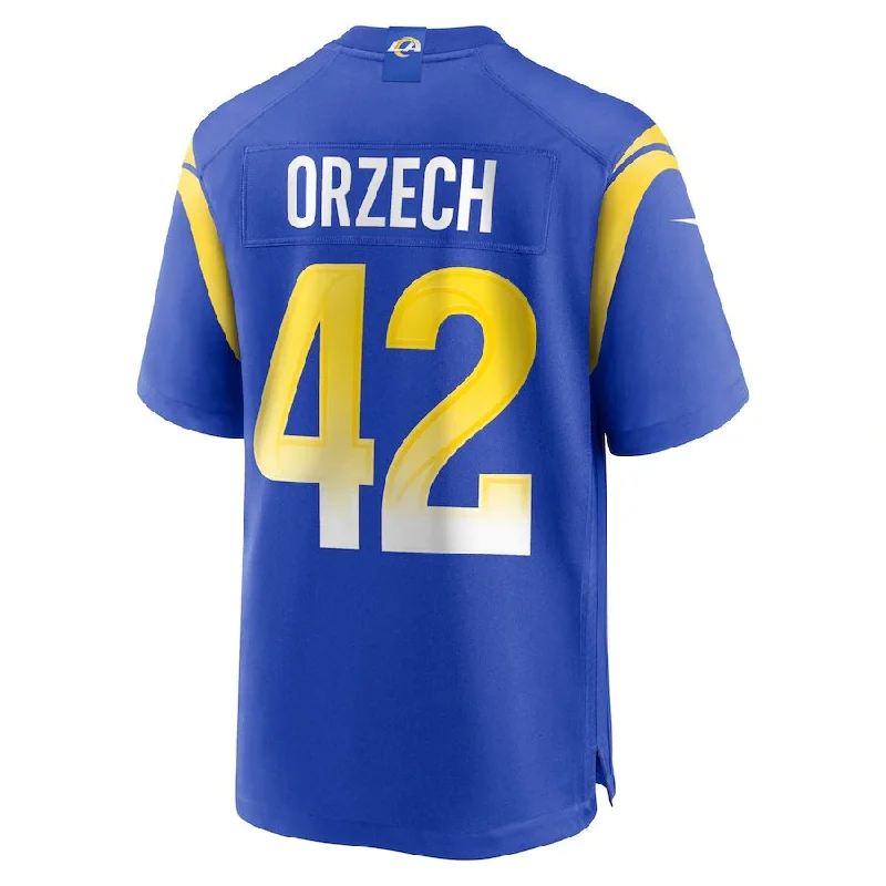 Rugby Jersey for Rugby Jersey Gifts for Players-LA.Rams #42 Matthew Orzech Royal Game Jersey Stitched American Football Jerseys