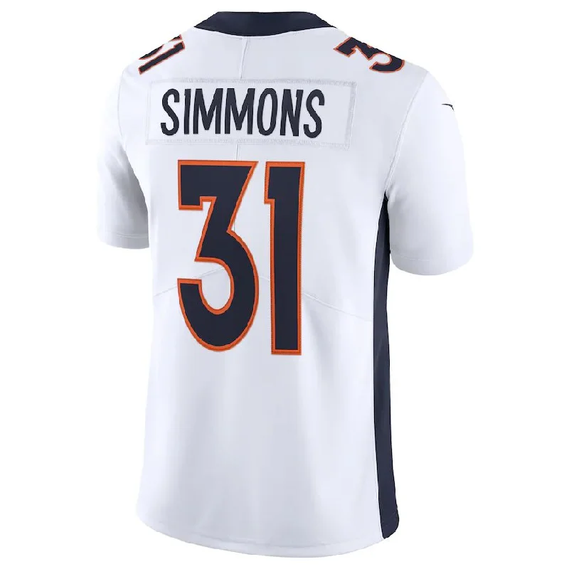 Rugby Jersey for Official Fan Gear-D.Broncos #31 Justin Simmons White Vapor Limited Jersey Stitched American Football Jerseys