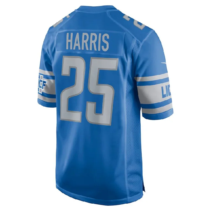 Rugby Jersey for Custom Rugby Shirts-D.Lions #25 Will Harris Blue Game Jersey Stitched American Football Jerseys