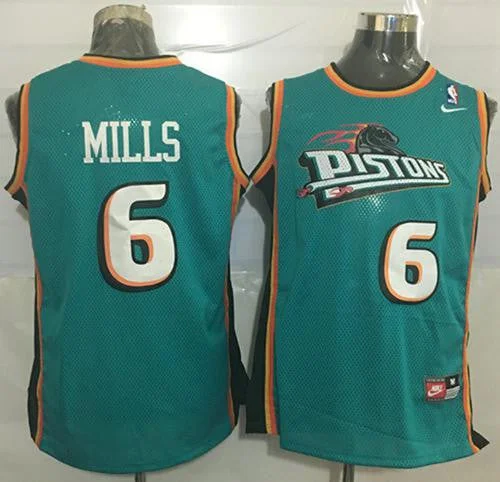 Basketball Jersey for Exclusive Fan Gear-Pistons #6 Terry Mills Green Throwback Stitched Basketball Jersey