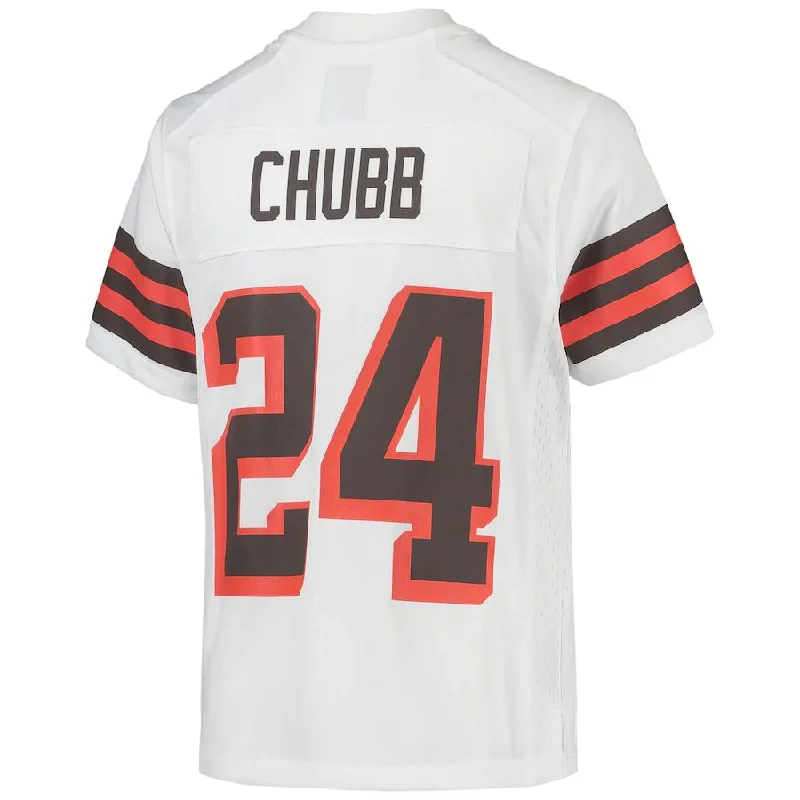 Rugby Jersey for Custom Team Uniforms for Schools-C.Browns #24 Nick Chubb White 1946 Collection Alternate Game Jersey Stitched American Football Jerseys