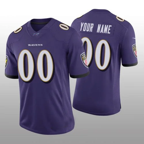 Rugby Jersey for Sports Fundraisers-Custom B.Ravens Purple Vapor Limited 100th Season Jersey Stitched American Football Jerseys