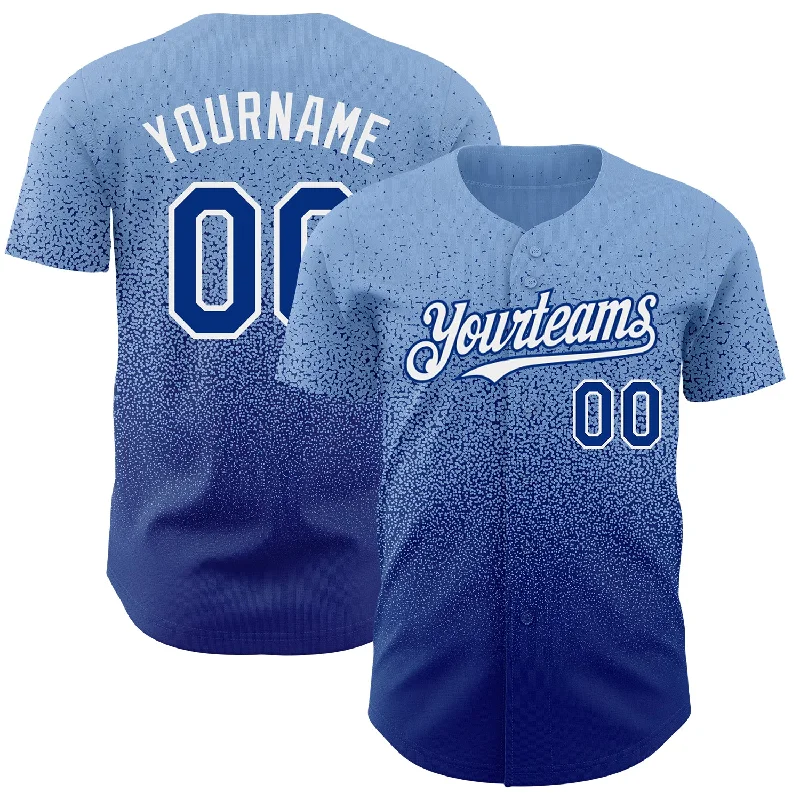 Baseball Jersey for National Baseball Team Gear-Custom Light Blue Royal-White Authentic Fade Fashion Baseball Jersey