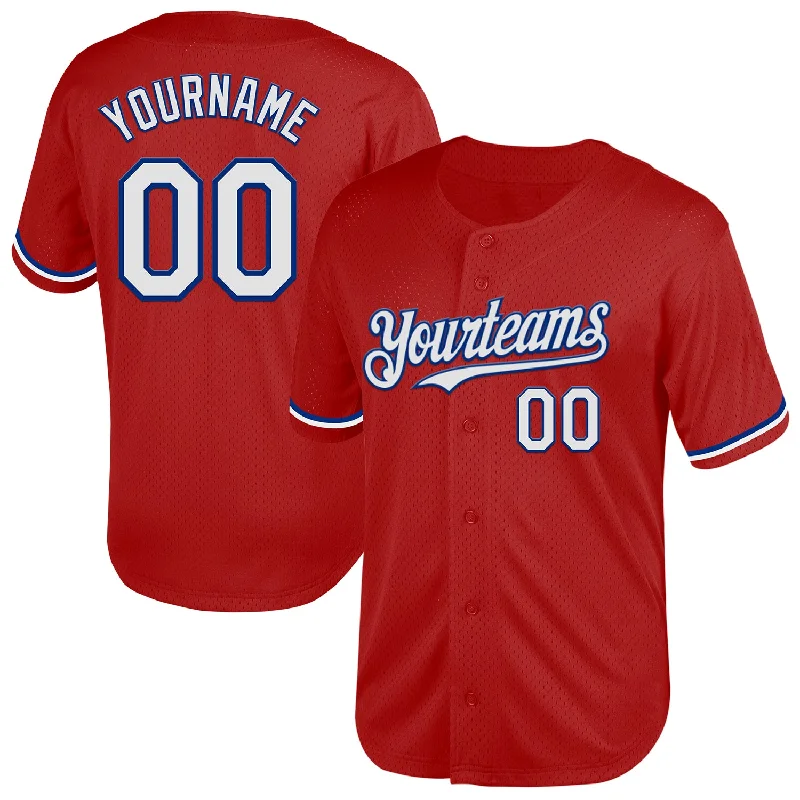 Baseball Jersey for Fun Family Games-Custom Red White-Royal Mesh Authentic Throwback Baseball Jersey