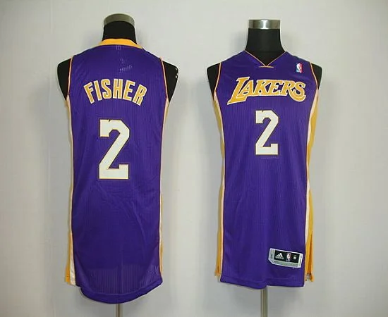 Basketball Jersey for Game Day-Revolution 30 Lakers #2 Derek Fisher Purple Stitched Basketball Jersey