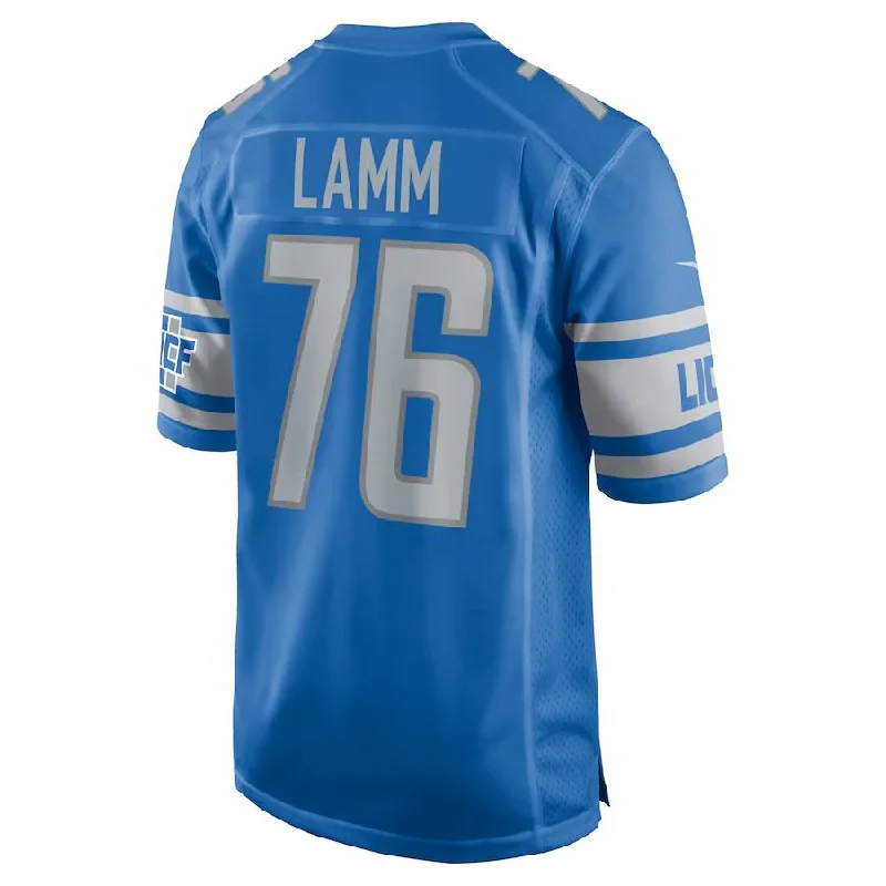 Rugby Jersey for Custom Numbered Jerseys-D.Lions #76 Kendall Lamm Blue Player Game Jersey Stitched American Football Jerseys