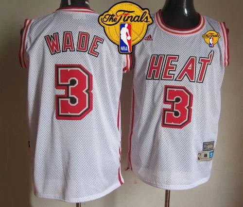 Basketball Jersey for Custom Fan Gear for Competitions-Heat #3 Dwyane Wade White Swingman Throwback Finals Patch Stitched Basketball Jersey