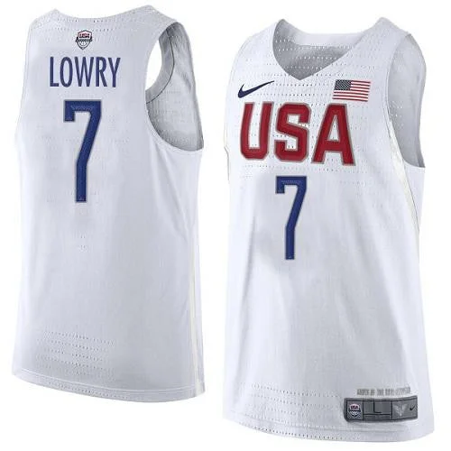 Basketball Jersey for Team Practice Gear-Team USA #7 Kyle Lowry White 2016 Dream Team Game Basketball Jersey