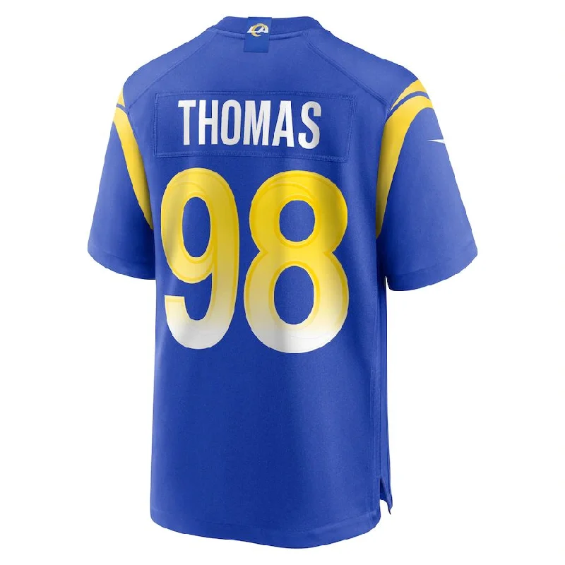 Rugby Jersey for End-of-Season Gifts-LA.Rams #98 Brayden Thomas Royal Game Player Jersey Stitched American Football Jerseys