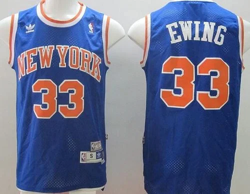 Basketball Jersey for Basketball Jersey Fundraisers-Knicks #33 Patrick Ewing Blue Throwback Stitched Basketball Jersey