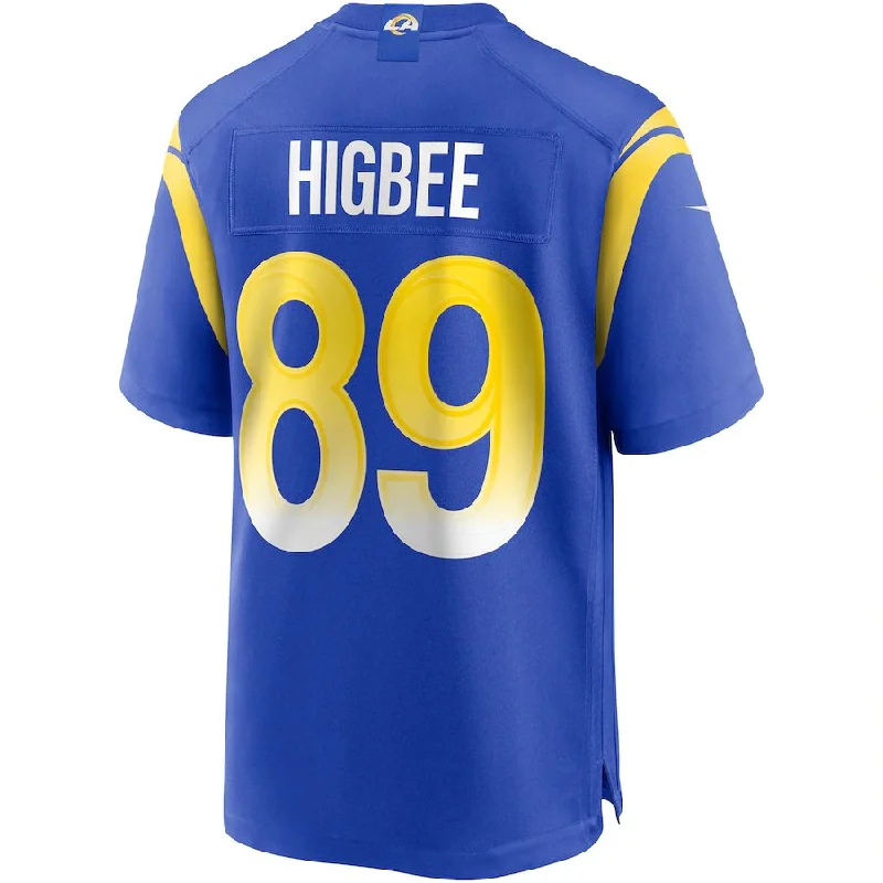 Rugby Jersey for Fan Gear for Rugby Games-LA.Rams #89 Tyler Higbee Royal Game Player Jersey Stitched American Football Jerseys