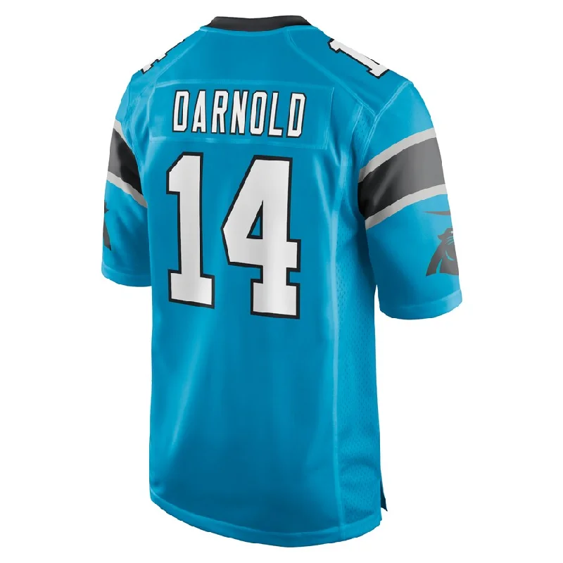 Rugby Jersey for Custom Team Numbers-C.Panthers #14 Sam Darnold Blue Game Jersey Stitched American Football Jerseys