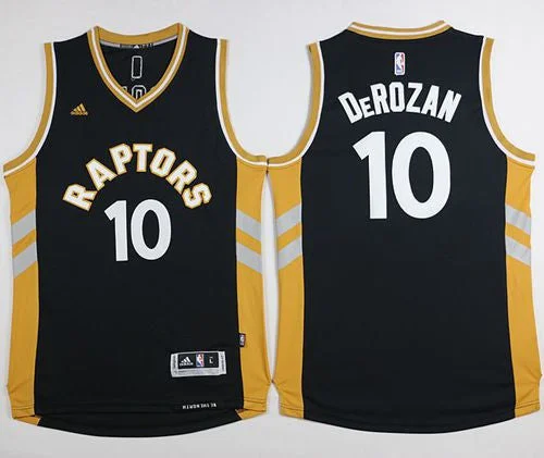 Basketball Jersey for Fun Family Basketball Games-Raptors #10 DeMar DeRozan Black/Gold Stitched Basketball Jersey