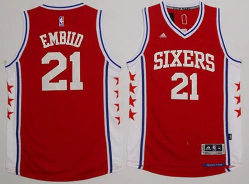 Basketball Jersey for Retro-Inspired Team Gear-Revolution 30 76ers #21 Joel Embiid Red Stitched Basketball Jersey