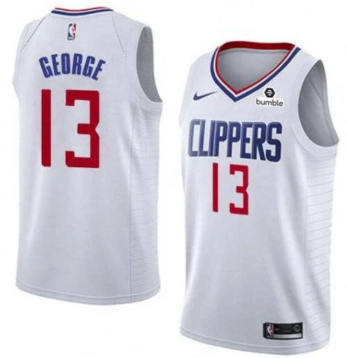 Basketball Jersey for Limited Edition Apparel-Men's Clippers #13 Paul George White Stitched Basketball Jersey