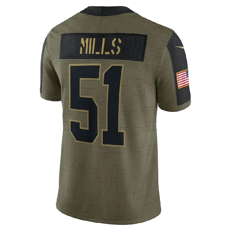 Rugby Jersey for Retro Style Jerseys-C.Panthers #51 Sam Mills Olive 2021 Salute To Service Retired Player Limited Jersey Stitched American Football Jerseys