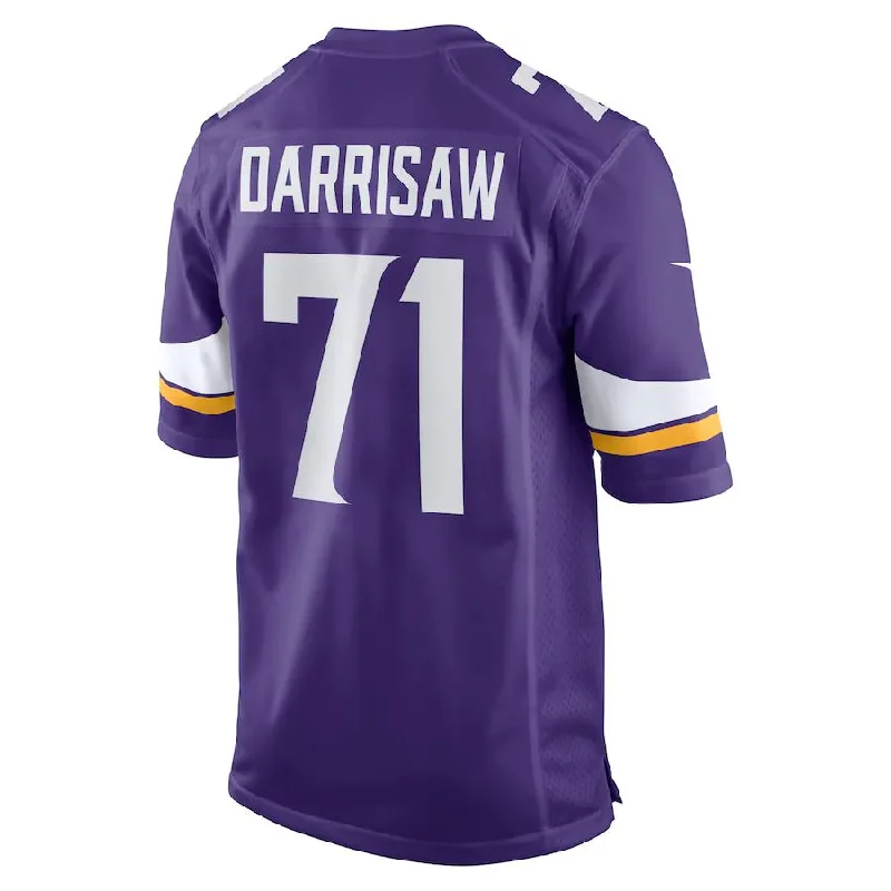 Rugby Jersey for Custom Team Jerseys for Gifts-MN.Vikings #71 Christian Darrisaw Purple Game Jersey Stitched American Football Jerseys