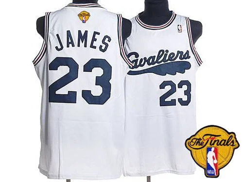 Basketball Jersey for End-of-Season Gifts-Mitchell and Ness Cavaliers #23 LeBron James White Throwback The Finals Patch Stitched Basketball Jersey