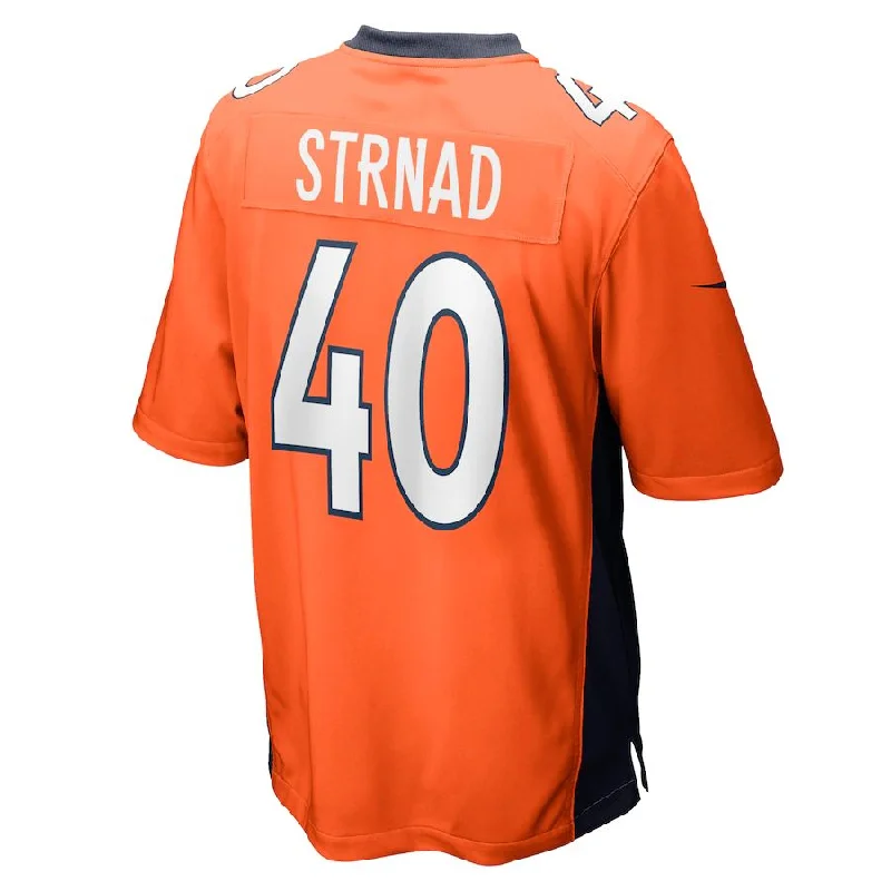 Rugby Jersey for Limited Edition Fan Gear-D.Broncos #40 Justin Strnad Orange Game Jersey Stitched American Football Jerseys