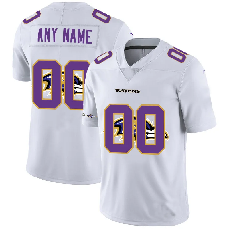 Rugby Jersey for Personalized Jerseys for Events-Custom B.Ravens White Team Big Logo Vapor Untouchable Limited Jersey Stitched American Football Jerseys