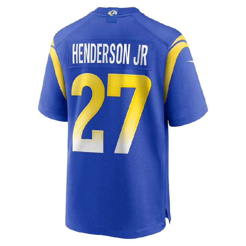 Rugby Jersey for Men’s Rugby-LA.Rams #27 Darrell Henderson Jr. Royal Game Jersey Stitched American Football Jerseys