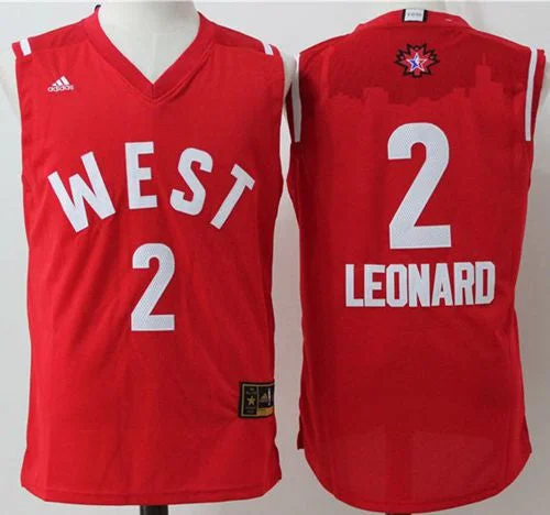 Basketball Jersey for Casual Wear-Spurs #2 Kawhi Leonard Red 2016 All Star Stitched Basketball Jersey