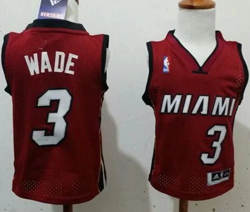 Basketball Jersey for National Basketball Team Gear-Toddler Heat #3 Dwyane Wade Red Stitched Basketball Jersey