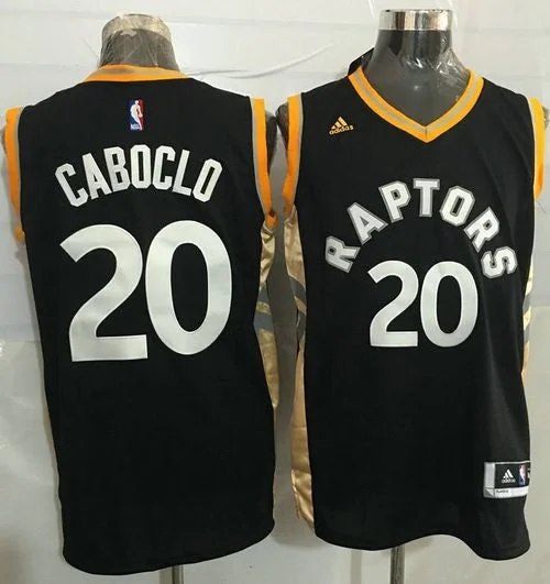 Basketball Jersey for Custom Fan Gear-Raptors #20 Bruno Caboclo Black/Gold Stitched Basketball Jersey