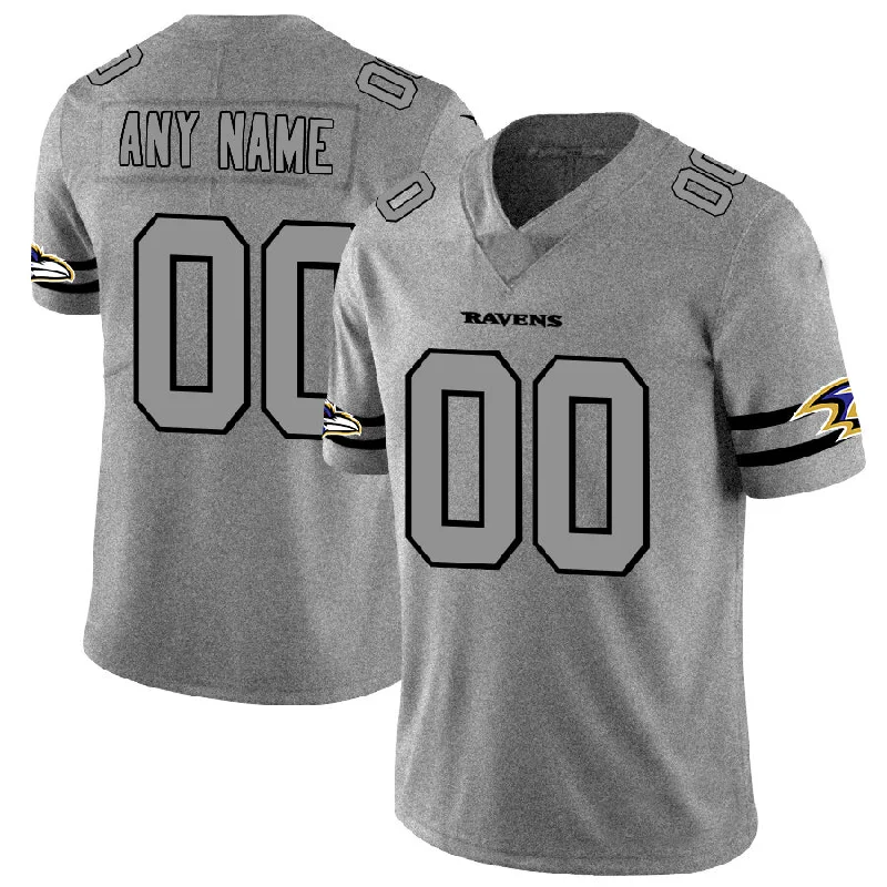 Rugby Jersey for Retro Fan Gear-Custom B.Ravens 2019 Gray Gridiron Gray Vapor Untouchable Limited Jersey American jersey Stitched American Football Jerseys