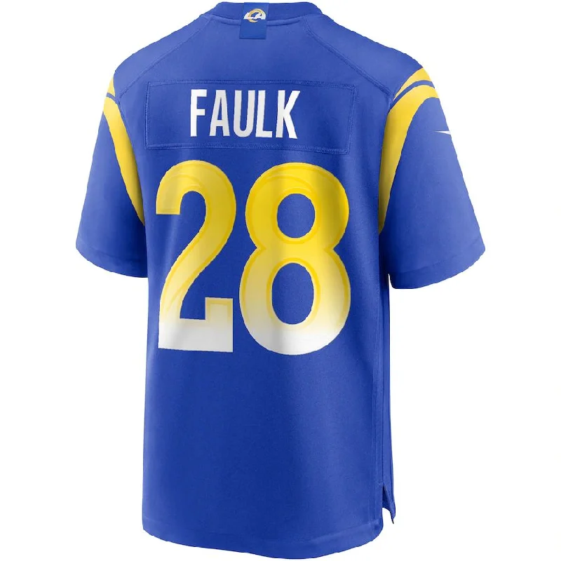 Rugby Jersey for Exclusive Team Jerseys for Fans-LA.Rams #28 Marshall Faulk Royal Game Retired Player Jersey Stitched American Football Jerseys