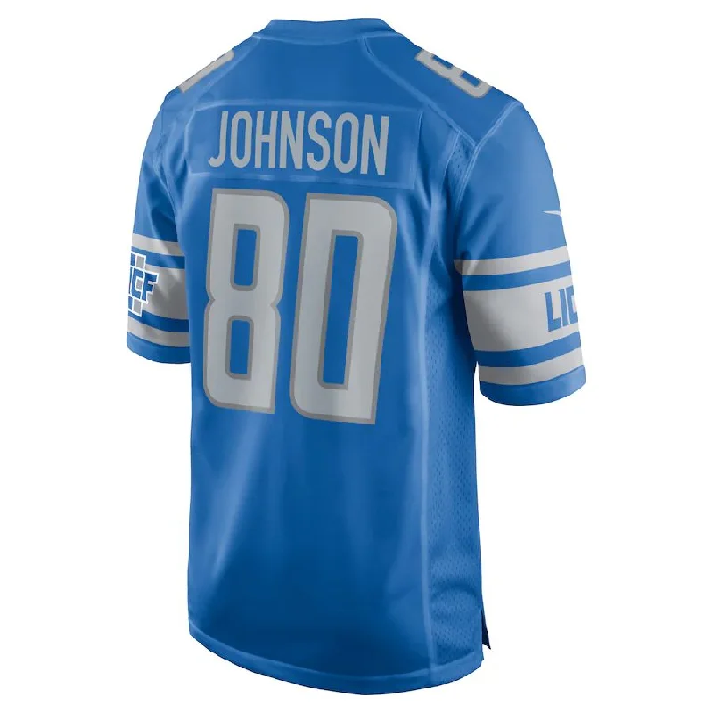 Rugby Jersey for Custom Team Jerseys for Gifts-D.Lions #80 Josh Johnson Blue Player Game Jersey Stitched American Football Jerseys