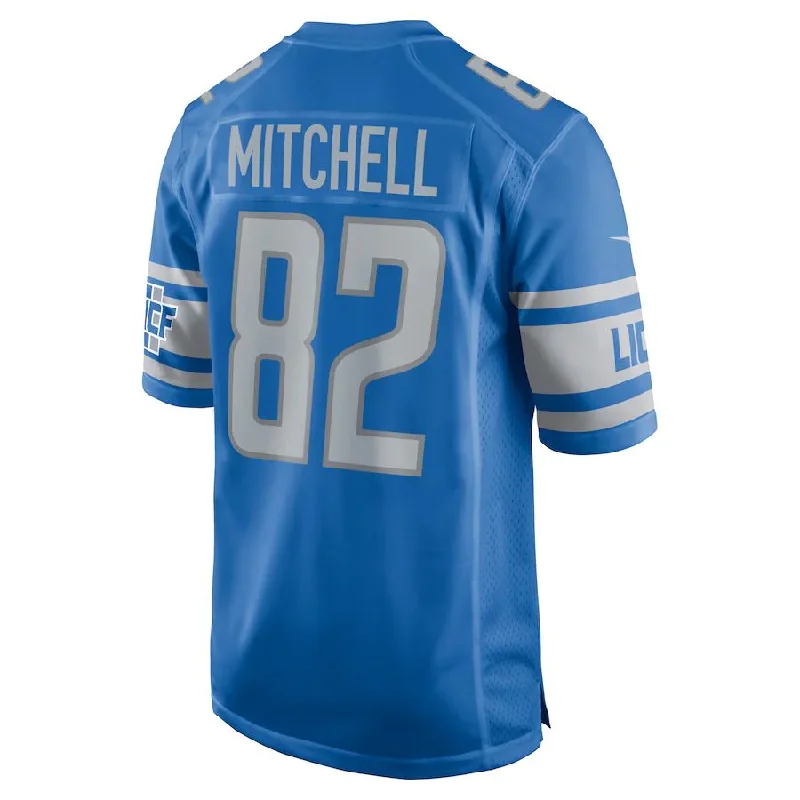 Rugby Jersey for High School Team Merchandise-D.Lions #82 James Mitchell Blue Player Game Jersey Stitched American Football Jerseys