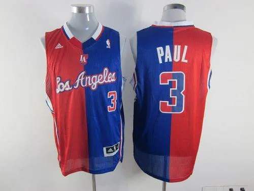 Basketball Jersey for Large Group Orders-Clippers #3 Chris Paul Red/Blue Split Fashion Stitched Basketball Jersey