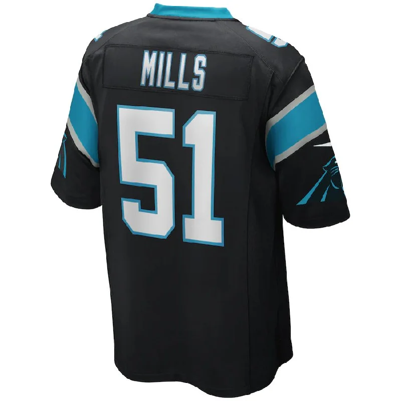 Rugby Jersey for Customized Team Logos-C.Panthers #51 Sam Mills Mitchell & Ness  Black Game Retired Player Jersey Stitched American Football Jerseys