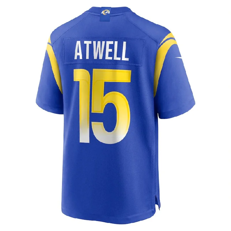 Rugby Jersey for Rugby Jersey Customization-LA.Rams #15 Tutu Atwell Royal Game Player Jersey Stitched American Football Jerseys