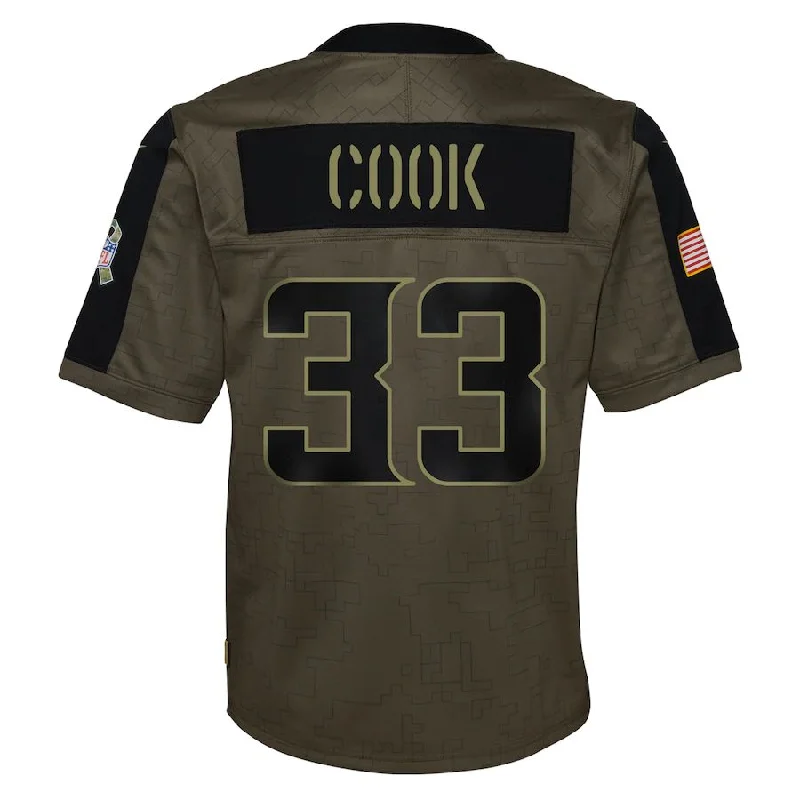 Rugby Jersey for High School Team Merchandise-MN.Vikings #33 Dalvin Cook  Olive 2021 Salute To Service Game Jersey Stitched American Football Jerseys