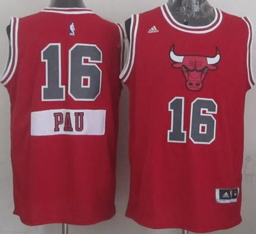 Basketball Jersey for Family Sports Events-Bulls #16 Pau Gasol Red 2014-15 Christmas Day Stitched Basketball Jersey