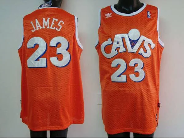 Basketball Jersey for Fun Basketball Apparel for Families-Mitchell and Ness Cavaliers #23 LeBron James Stitched Orange CAVS Basketball Jersey