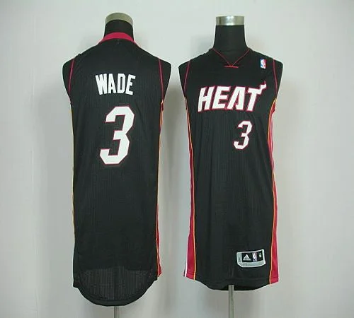 Basketball Jersey for End-of-Season Gifts-Revolution 30 Heat #3 Dwyane Wade Black Stitched Basketball Jersey