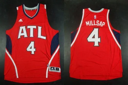 Basketball Jersey for Sports Tournaments-Revolution 30 Hawks #4 Paul Millsap Red Stitched Basketball Jersey