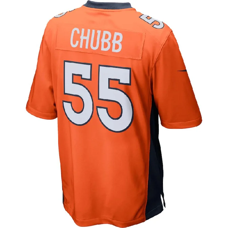 Rugby Jersey for Custom Team Jerseys for Schools-D.Broncos #55 Bradley Chubb Orange Game Jersey Stitched American Football Jerseys