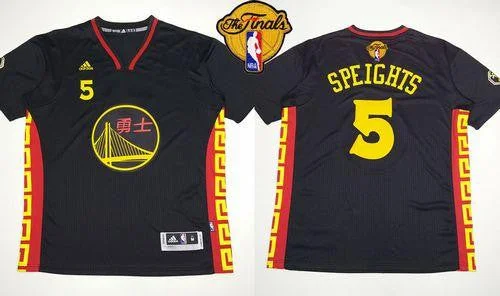 Basketball Jersey for Special Edition Fan Gear-Warriors #5 Marreese Speights Black Slate Chinese New Year The Finals Patch Stitched Basketball Jersey