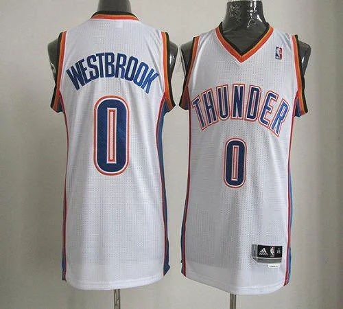 Basketball Jersey for Fan Gear for Basketball Games-Thunder #0 Russell Westbrook White Revolution 30 Stitched Basketball Jersey