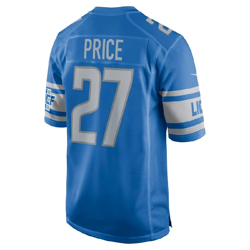 Rugby Jersey for Personalized Apparel for Rugby Games-D.Lions #27 Bobby Price Blue Player Game Jersey Stitched American Football Jerseys