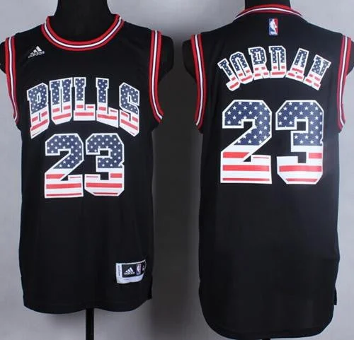 Basketball Jersey for Custom Team Jerseys for Kids-Bulls #23 Michael Jordan Black USA Flag Fashion Stitched Basketball Jersey