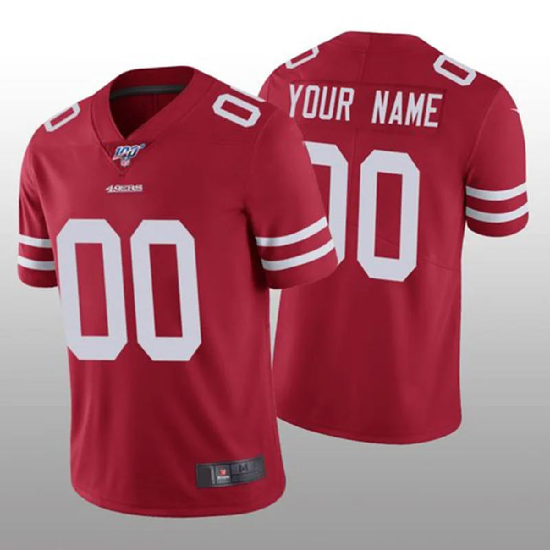 Rugby Jersey for Rugby Fan Gifts for Birthdays-Custom SF.49ers Scarlet Vapor Limited 100th Season Jersey Stitched American Football Jerseys