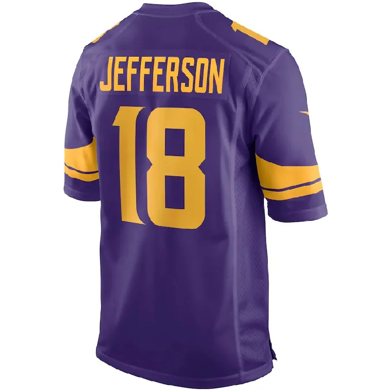 Rugby Jersey for Custom Rugby Apparel for Groups-MN.Vikings #18 Justin Jefferson Purple Alternate Game Jersey Stitched American Football Jerseys