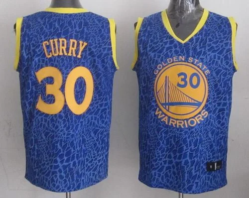 Basketball Jersey for Basketball-Themed Gifts for Kids-Warriors #30 Stephen Curry Blue Crazy Light Stitched Basketball Jersey