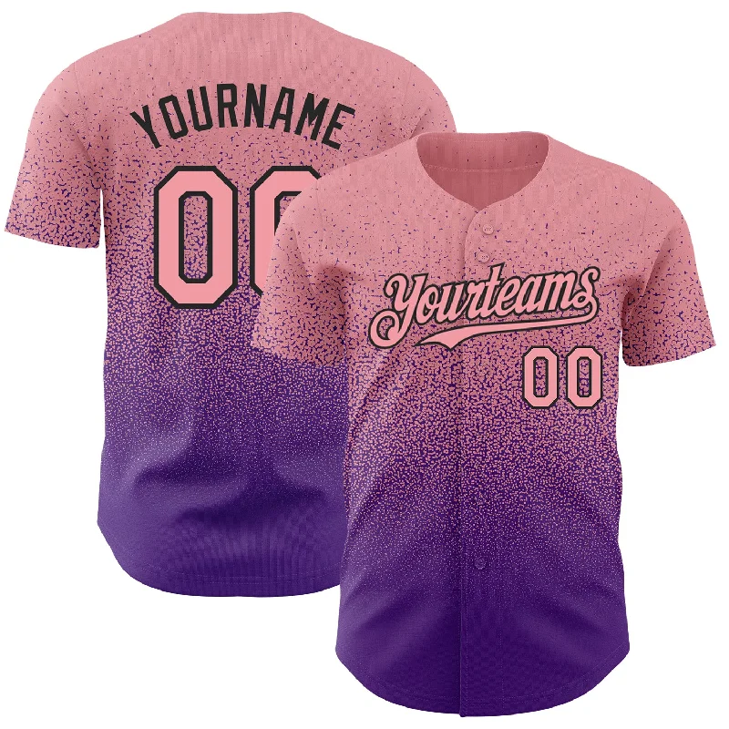 Baseball Jersey for Limited Edition Fan Gear-Custom Medium Pink Purple-Black Authentic Fade Fashion Baseball Jersey